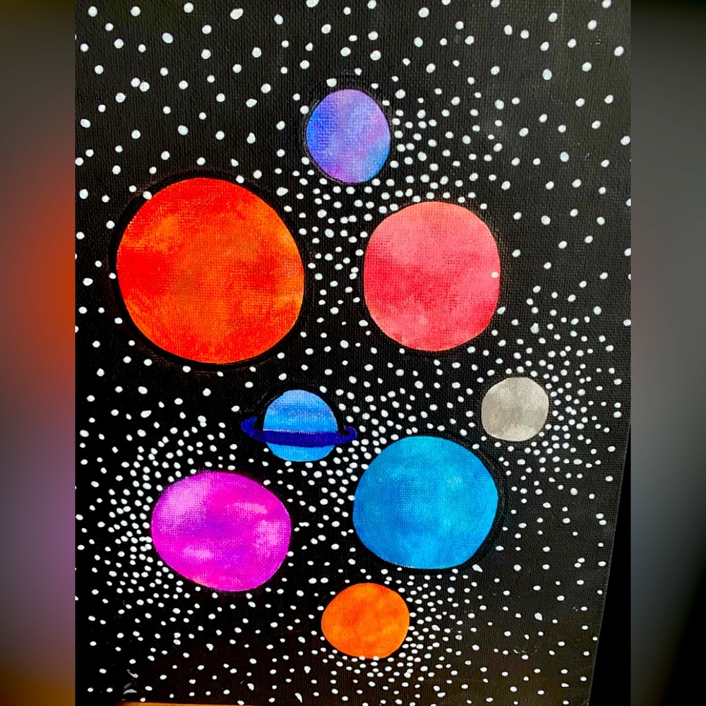 Hand painted galaxy canvas